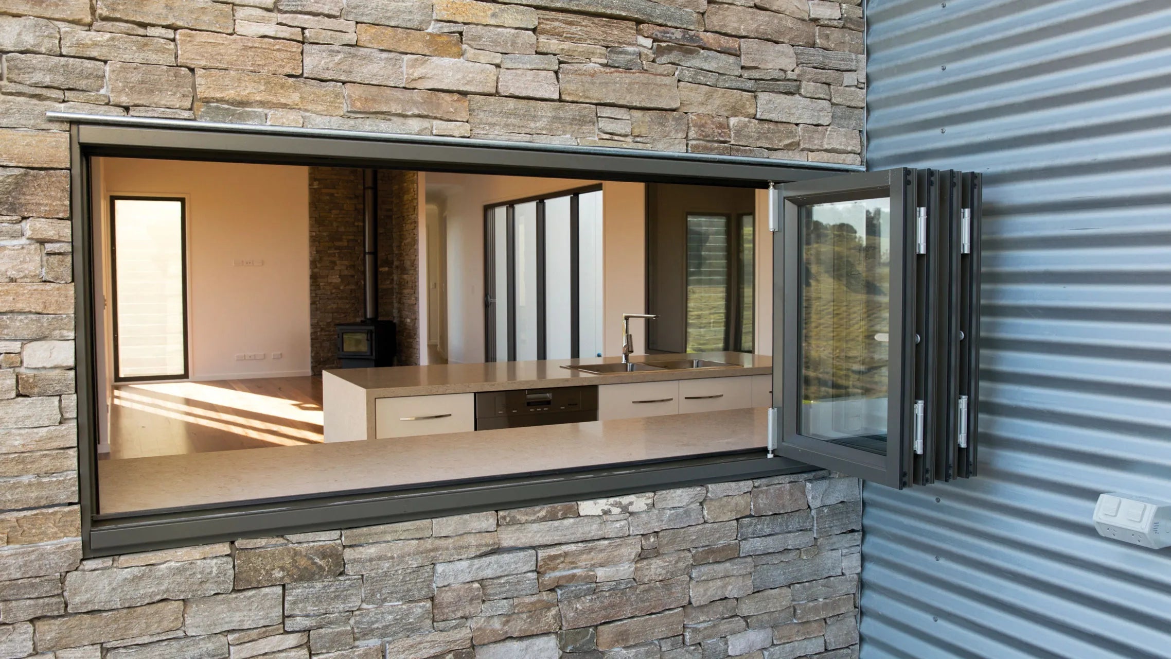 PVC Door and Window Aluminum Bifold Window 96"Wx48"H - OUT SWING FROM EXTERIOR VIEW image 8