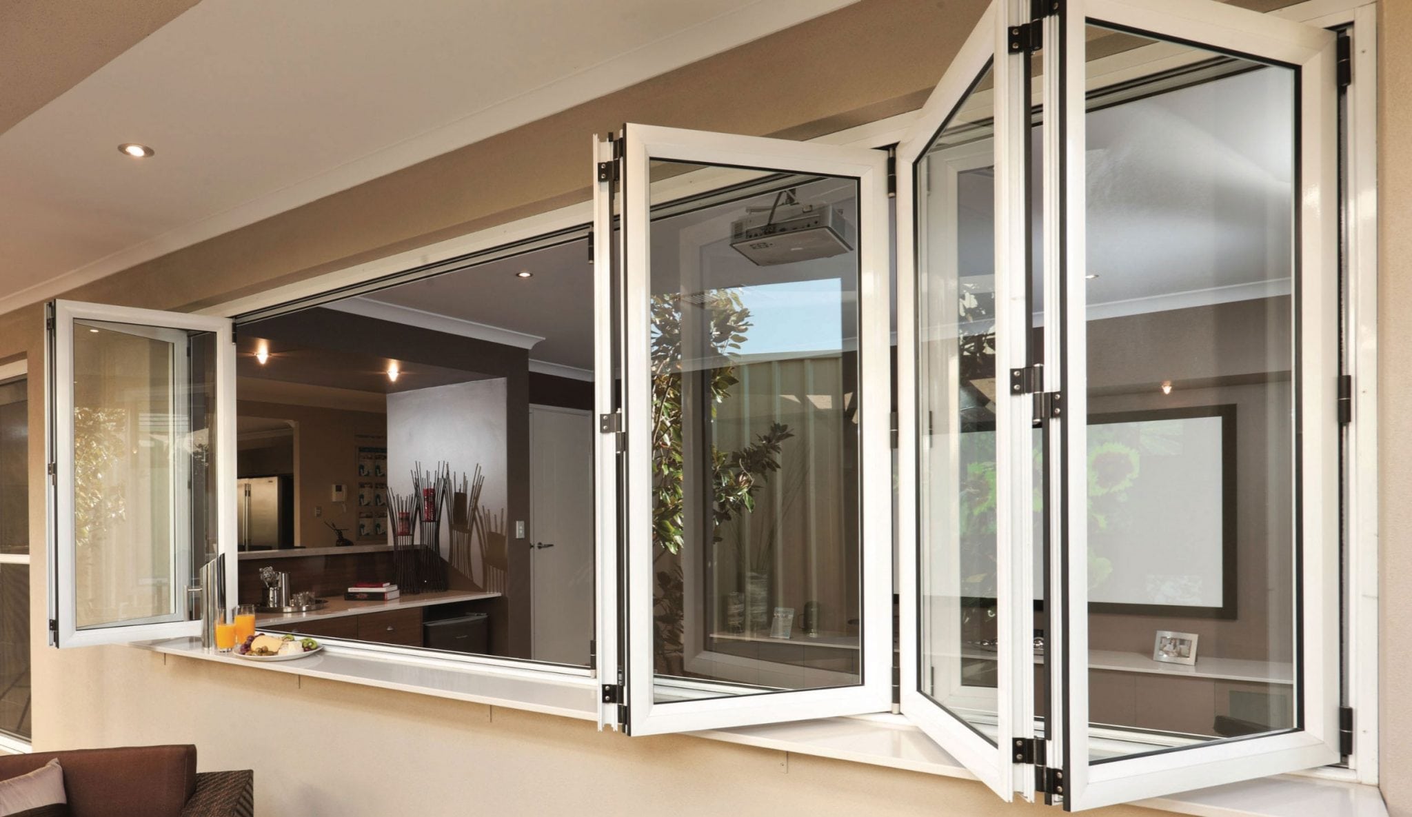 PVC Door and Window Aluminum Bifold Window 96"Wx36"H - OUT SWING FROM EXTERIOR VIEW image 2