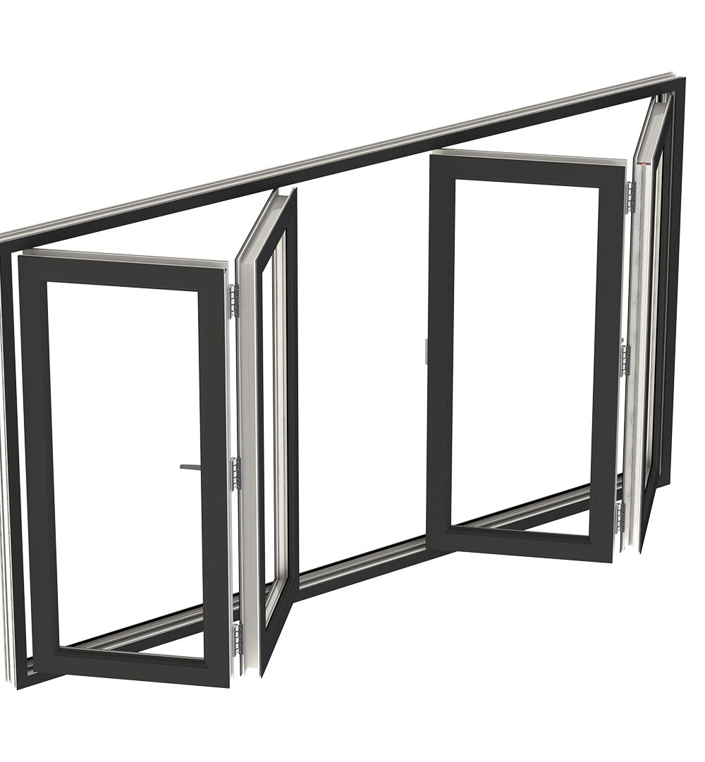 PVC Door and Window Aluminum Bifold Window 96"Wx48"H - OUT SWING FROM EXTERIOR VIEW image 0
