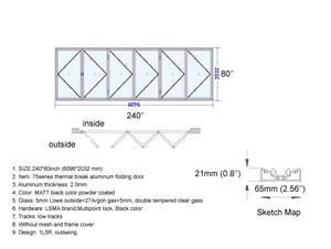 Aluminum Bifold Door 240"Wx80"H - OUT SWING FROM EXTERIOR VIEW image