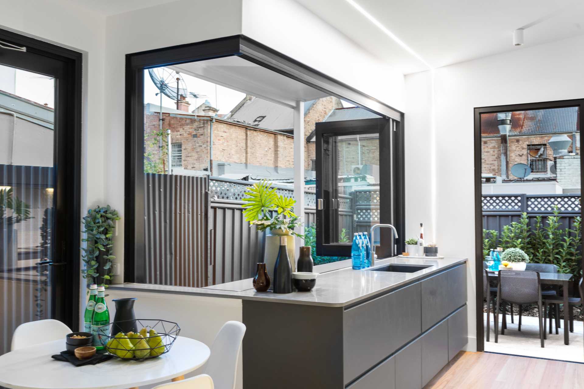 PVC Door and Window Aluminum Bifold Window 72"Wx36"H - OUT SWING FROM EXTERIOR VIEW image