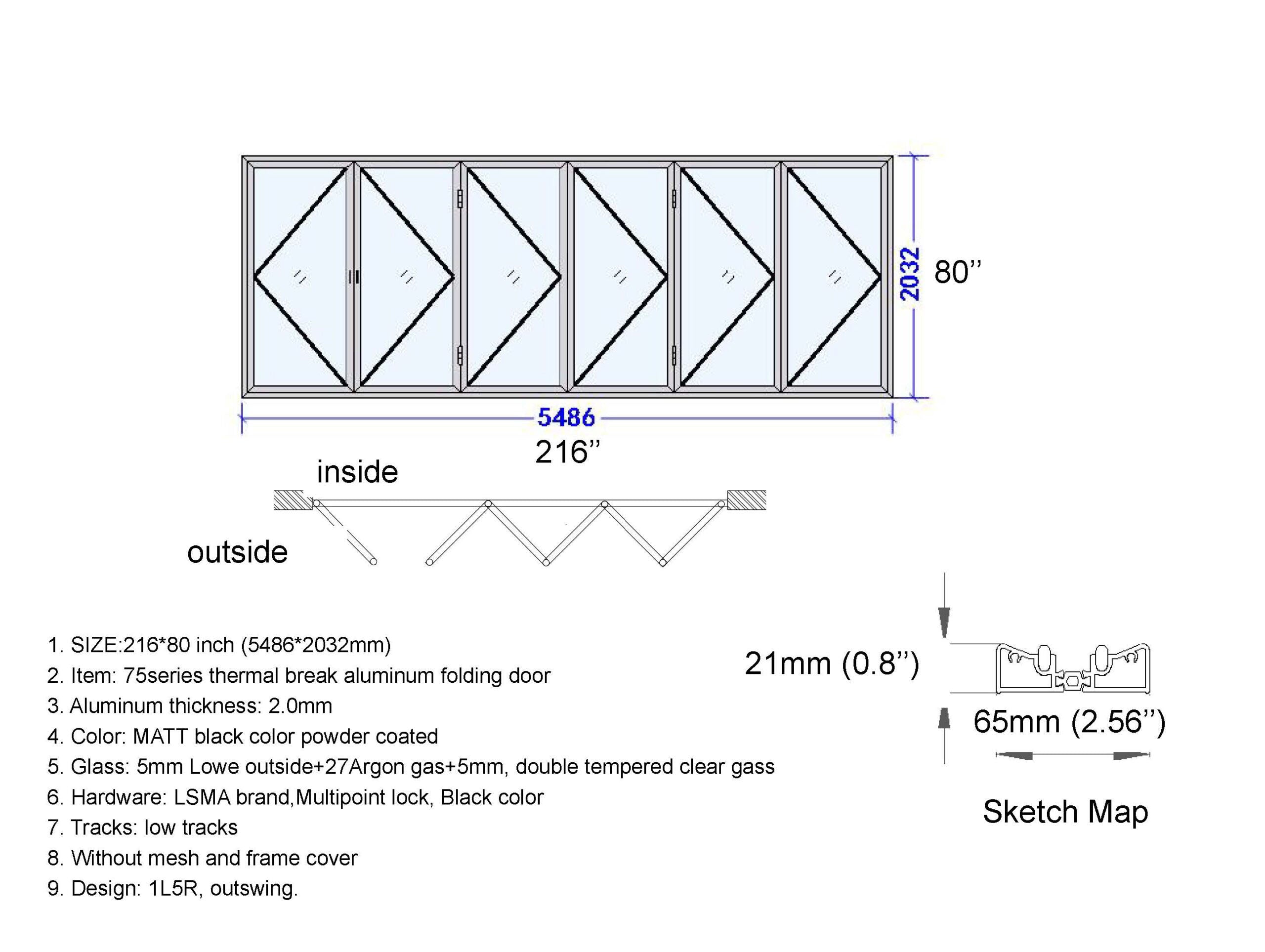 Bifold Door 216x80 Stylish Space Saving Design | PVC Door and Window