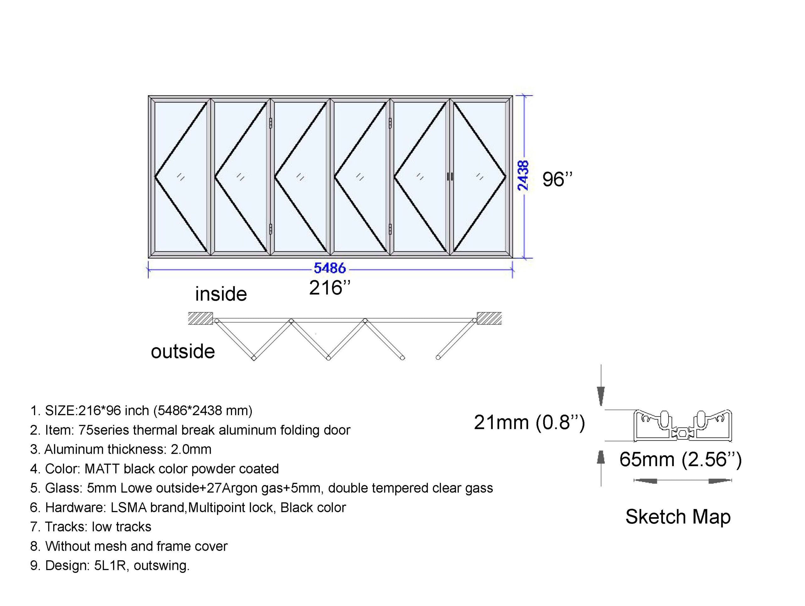 Bifold Door 216x96 Stylish, Durable & Space Saving PVC Door and Window
