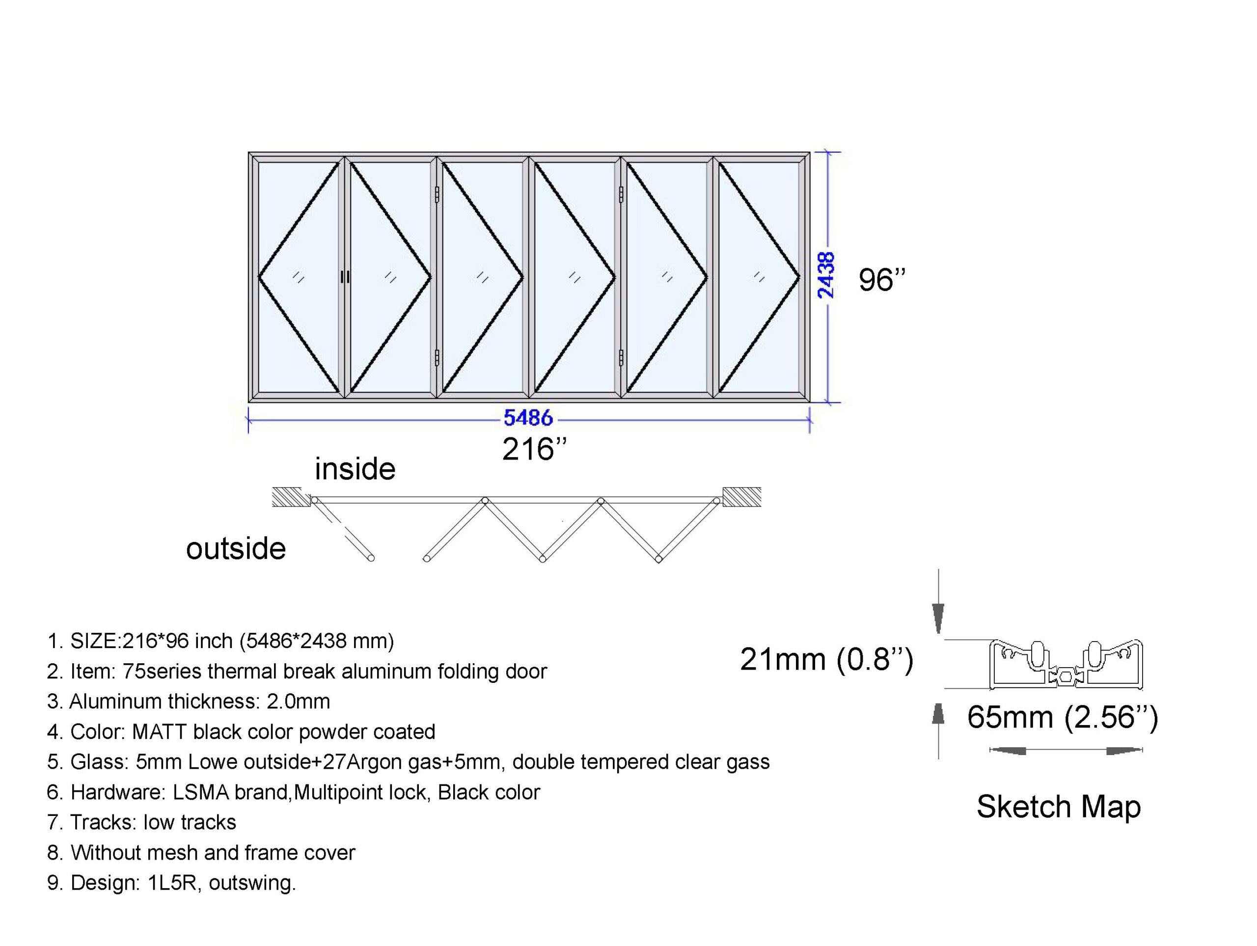 Bifold Door 216x96 Stylish, Durable & Space Saving PVC Door and Window